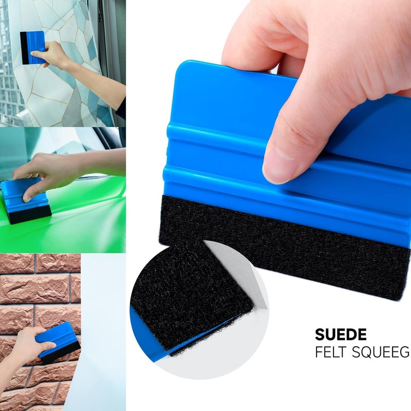 FOSHIO Car Vinyl Tool Kit Car Film Blue Squeegee Set for Tint Film Car Wrap, Foil Tool Set for Wrapping, Micro Squeegee, Felt Squeegee, Cutter Knife - Image 4