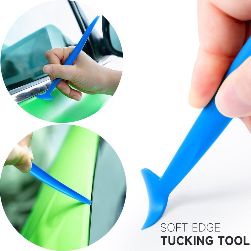 FOSHIO Car Vinyl Tool Kit Car Film Blue Squeegee Set for Tint Film Car Wrap, Foil Tool Set for Wrapping, Micro Squeegee, Felt Squeegee, Cutter Knife - Image 2