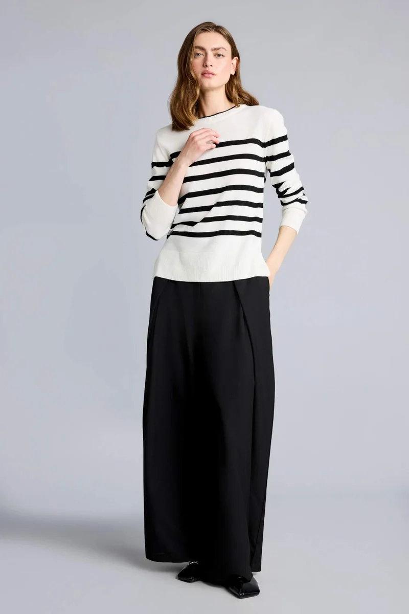 ديفاكتو Regular Fit Crew Neck Striped Pullover