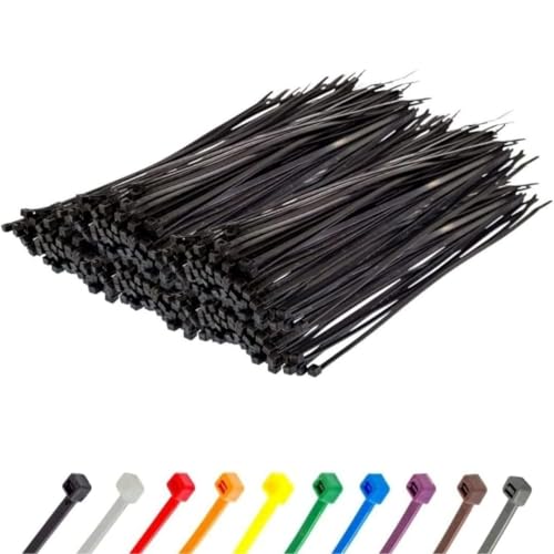 GTSE 8 Inch Black Zip Ties, 1,000 Bulk Pack, 40lb Strength, UV Resistant Small Nylon Cable Ties, Self-Locking 8" Tie Wraps - Image 1