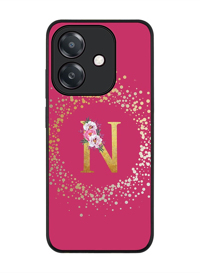 Stylizedd For Oppo A3x 4G / A3 4G Case,Slim fit Camera Protection, Shockproof Thin Phone cover - Custom Monogram Floral - N ( Deep Pink ) - Image 1