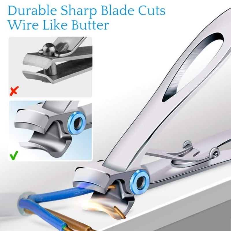 Oversized Clippers 3.54 Inch Lever 180 Degree Wide Jaw Opening - Premium Stainless Steel Sharp Blades Thick Nails for Elderly Men with Arthritis Ingrown Tough Extra Thick Nails - Image 3
