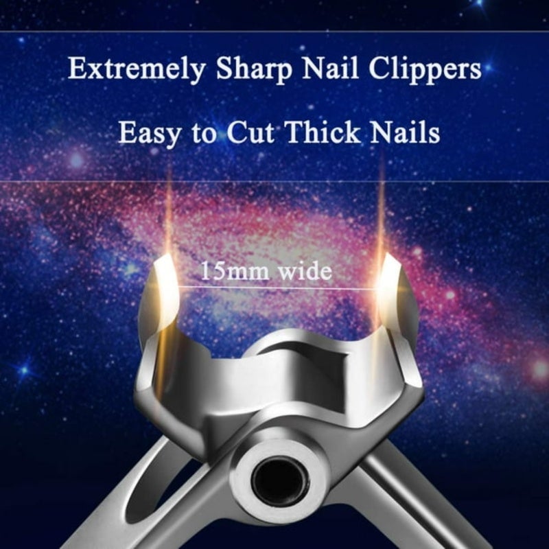 Oversized Clippers 3.54 Inch Lever 180 Degree Wide Jaw Opening - Premium Stainless Steel Sharp Blades Thick Nails for Elderly Men with Arthritis Ingrown Tough Extra Thick Nails - Image 2