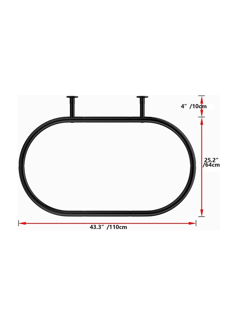 Stainless Steel Oval Shower Curtain Rod Hoop Square Shape Bathroom Rod for Clawfoot Tub Free Standing Tubs (Black) - Image 2