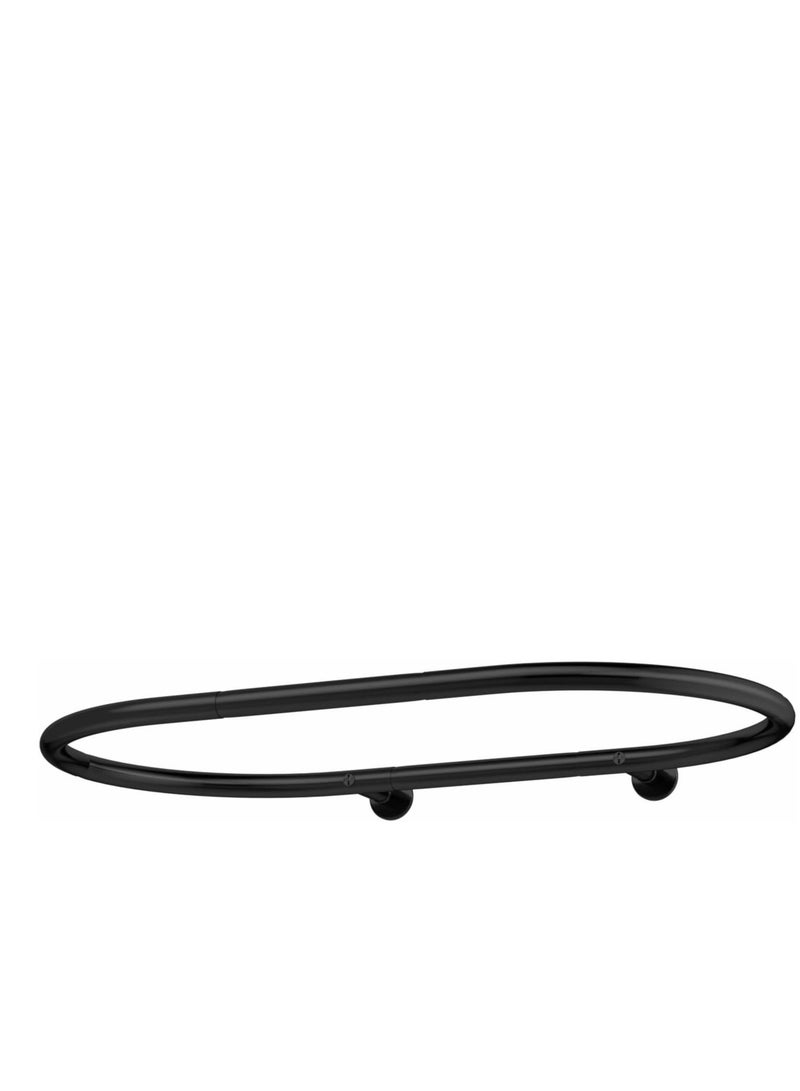 Stainless Steel Oval Shower Curtain Rod Hoop Square Shape Bathroom Rod for Clawfoot Tub Free Standing Tubs (Black) - Image 1