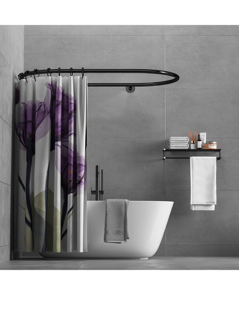 Stainless Steel Oval Shower Curtain Rod Hoop Square Shape Bathroom Rod for Clawfoot Tub Free Standing Tubs (Black) - Image 3