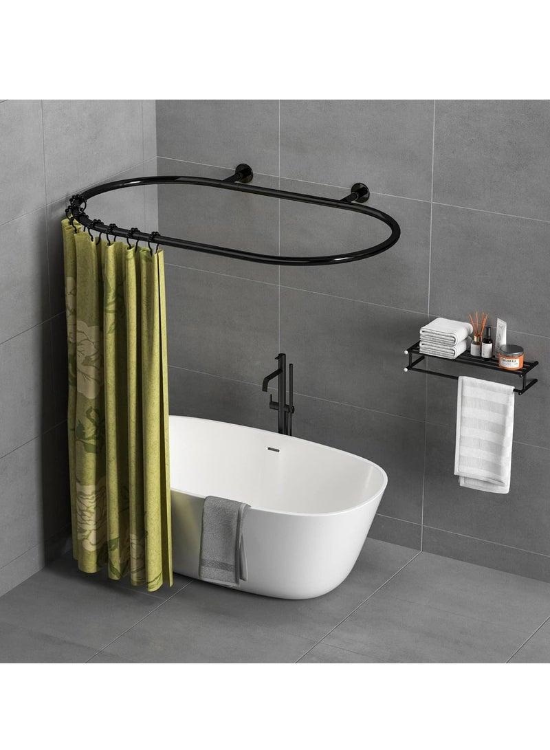 Stainless Steel Oval Shower Curtain Rod Hoop Square Shape Bathroom Rod for Clawfoot Tub Free Standing Tubs (Black) - Image 4
