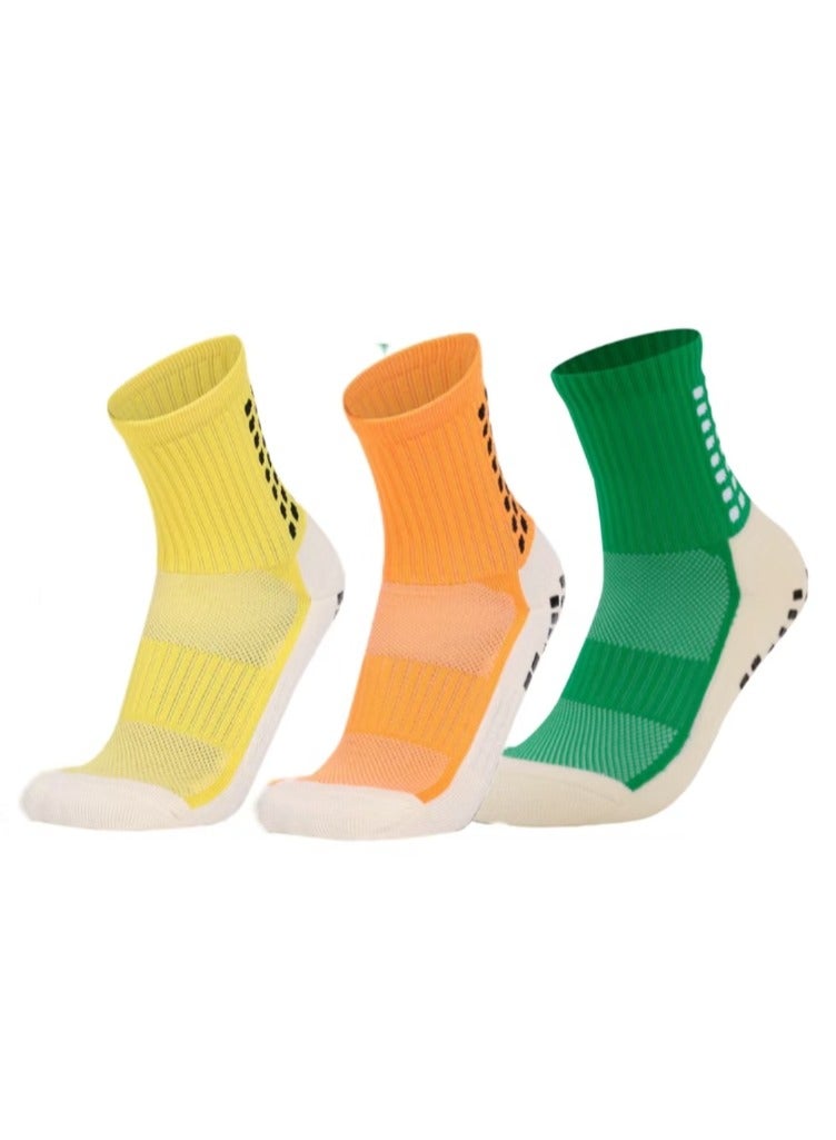 Kenzs 3 Pairs Colorful Football Anti-Slip Socks Gel Socks for Men Women Kids Anti-Slip Football Socks Suitable for Football Basketball Yoga - Image 1