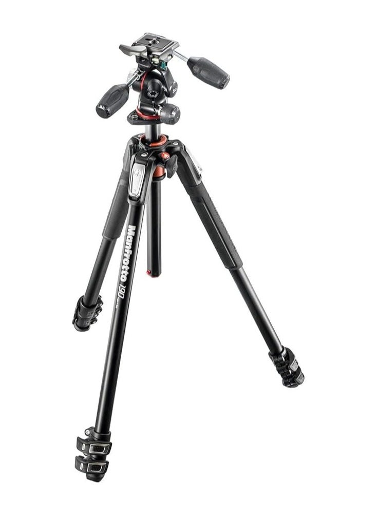 Manfrotto - MK190XPRO3-3W Aluminum Tripod with 3-Way Pan/Tilt Head - Image 1