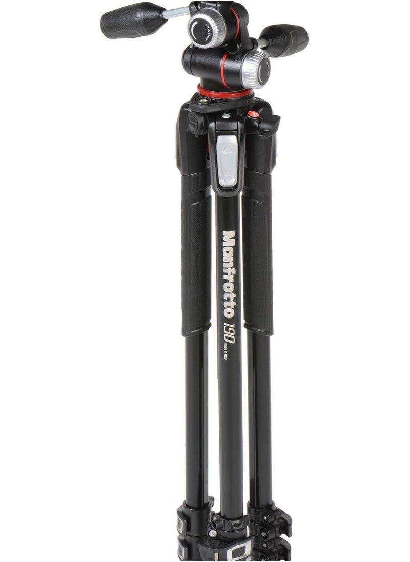 Manfrotto - MK190XPRO3-3W Aluminum Tripod with 3-Way Pan/Tilt Head - Image 1