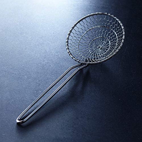KEISSCO Hicook Stainless Steel Kitchen Spider Strainer Skimmer Ladle Food Dumpling Noodle Strainer for Pasta Spaghetti Noodles and Frying, 5 inches - Image 5