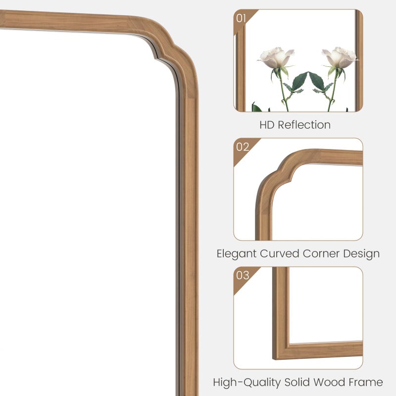 WallBeyond Wood Frame Wall Mirror Rounded Corner Arch Rectangle Mirror for Entryway, Living Room or Bedroom Home Decor - Light Woodgrain [20" x 30" Honey-Colored] - Image 4
