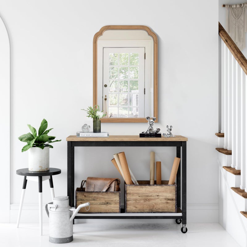 WallBeyond Wood Frame Wall Mirror Rounded Corner Arch Rectangle Mirror for Entryway, Living Room or Bedroom Home Decor - Light Woodgrain [20" x 30" Honey-Colored] - Image 5