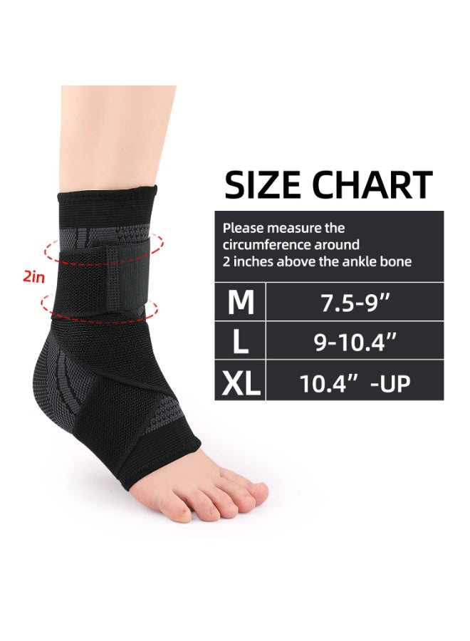 Ankle Braces, Adjustable Compression Ankle Support, Foot Stabilizer Wrap for Plantar Fasciitis & Achilles Tendonitis Recovery, Elastic Sports Bandage Socks for Men & Women for Basketball Running Gym (M) - Image 2