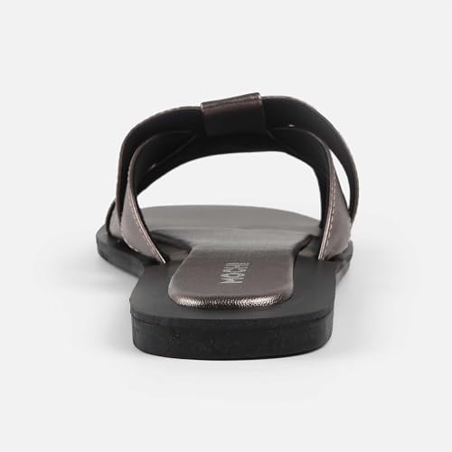 Mochi Women's Gun Metal Open Casual - Slides with Flat sole UK/6 EU/39(41-454) - Image 4