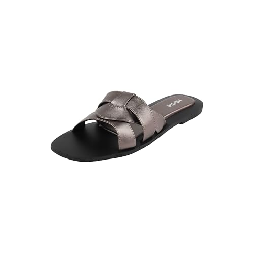Mochi Women's Gun Metal Open Casual - Slides with Flat sole UK/6 EU/39(41-454) - Image 1