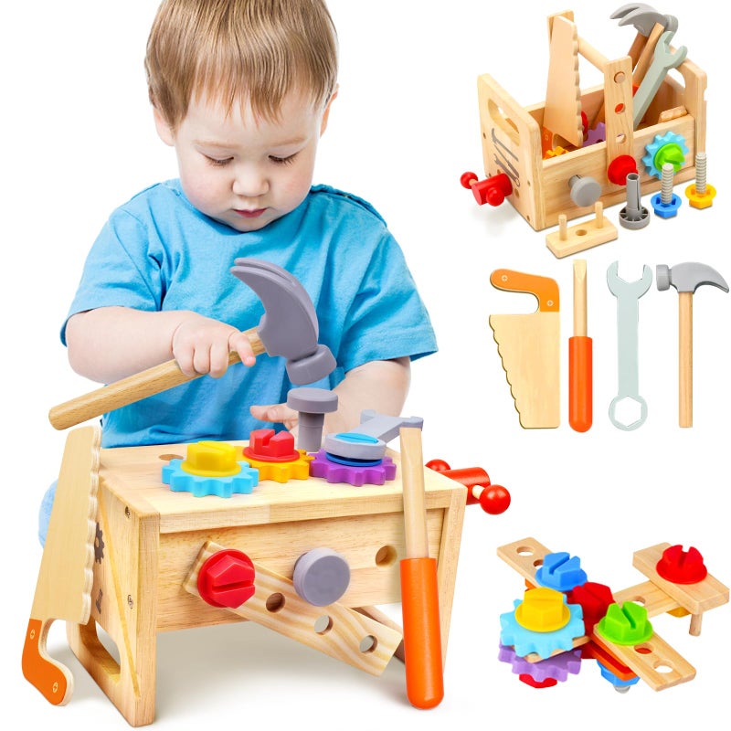Mgtfbg Kids Tool Set 29 PCS Wooden Toddler Tool with Box Montessori STEM Educational Pretend Play Construction Toy for 2 3 4 5 6 Year Old Boys Girls Best Birthday Gift - Image 4