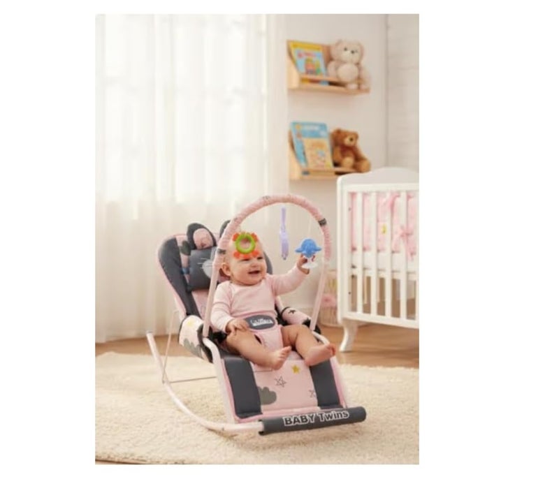 Baby Bouncer with Safety Belt and Toy Set (pink) - Image 2