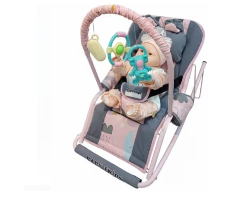 Baby Bouncer with Safety Belt and Toy Set (pink) - Image 3