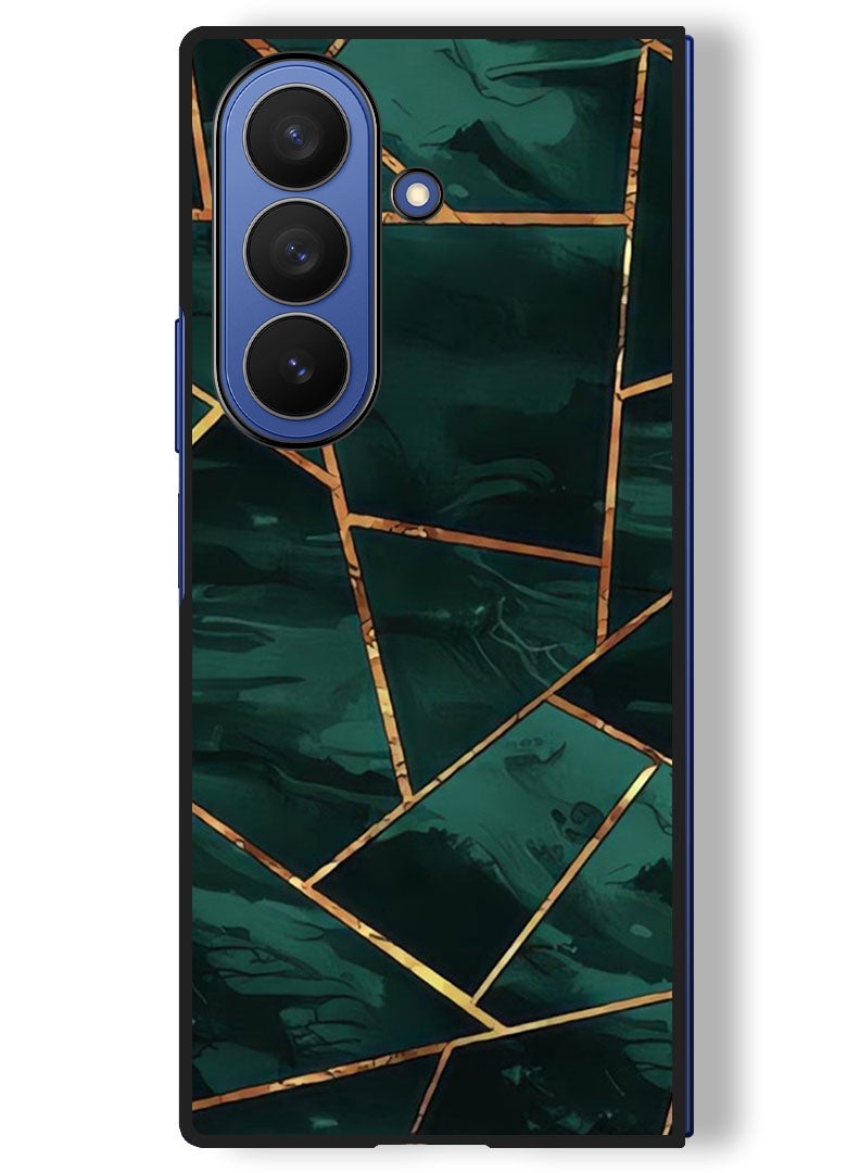 Theodor Case Compatible with Samsung Galaxy Z Fold 7 - 8 Inch Protection Shockproof Bumper Cover Green Pattern - Image 1