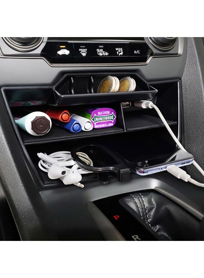 CarQiWireless Honda Civic Center Console Organizer Storage Box - Black ABS Material - Image 2
