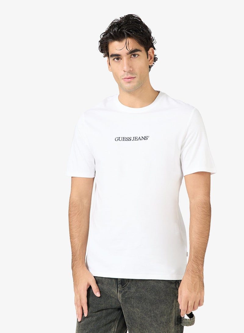 GUESS Short Sleeve Crew Neck Logo Embroidered T-Shirt - Image 1