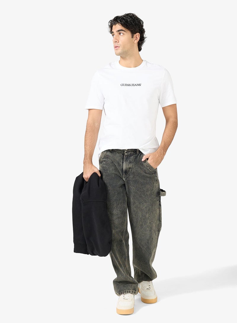 GUESS Short Sleeve Crew Neck Logo Embroidered T-Shirt - Image 4