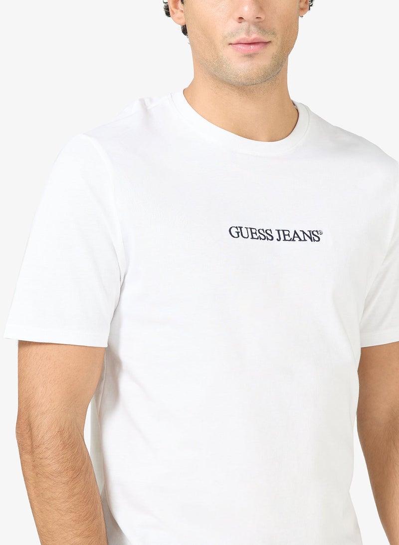 GUESS Short Sleeve Crew Neck Logo Embroidered T-Shirt - Image 3