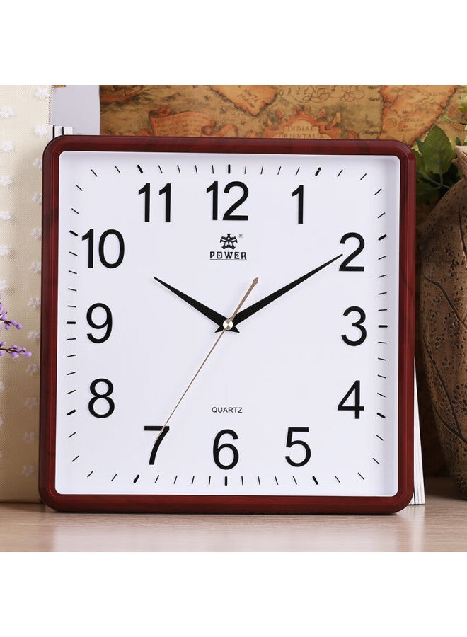 Power Tyrant King Clock Square Living Room Simple Hanging Clock Clock 3d Letter Wall-mounted 30cm Wood Grain Color Bw23005j - Image 1