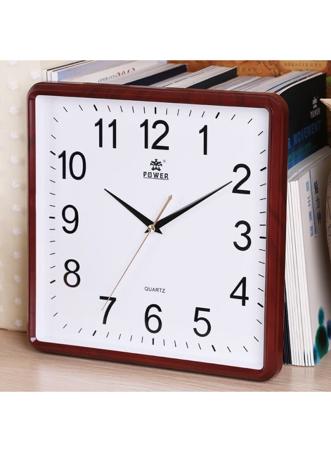Power Tyrant King Clock Square Living Room Simple Hanging Clock Clock 3d Letter Wall-mounted 30cm Wood Grain Color Bw23005j - Image 2