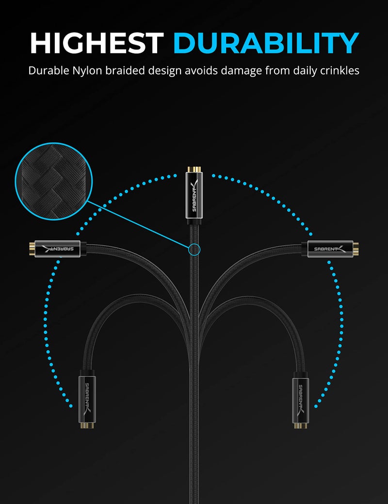SABRENT USB Type A to 3.5mm Dual Function Audio Jack Active Adapter 20" Cable (CB-UA35) - Image 3