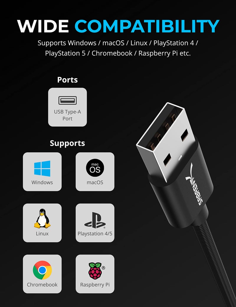 SABRENT USB Type A to 3.5mm Dual Function Audio Jack Active Adapter 20" Cable (CB-UA35) - Image 5