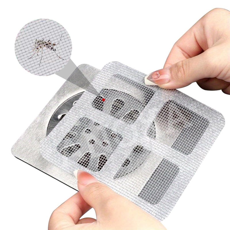 ANOXA (5 Pack) Drain Cover Hair Catcher Disposable Waterproof Drain Guard Mesh Stickers Drainage Jali Sink Strainer Shower Drain Cover for Bathroom Floor Sink Bathtub (10cm x 10cm) - Image 1
