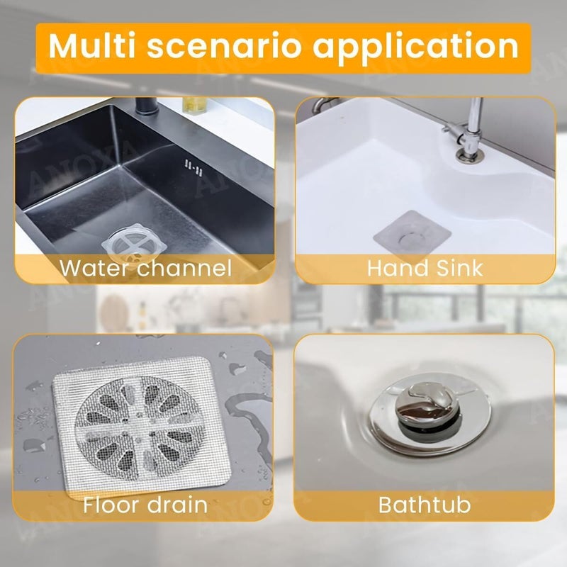 ANOXA (5 Pack) Drain Cover Hair Catcher Disposable Waterproof Drain Guard Mesh Stickers Drainage Jali Sink Strainer Shower Drain Cover for Bathroom Floor Sink Bathtub (10cm x 10cm) - Image 4