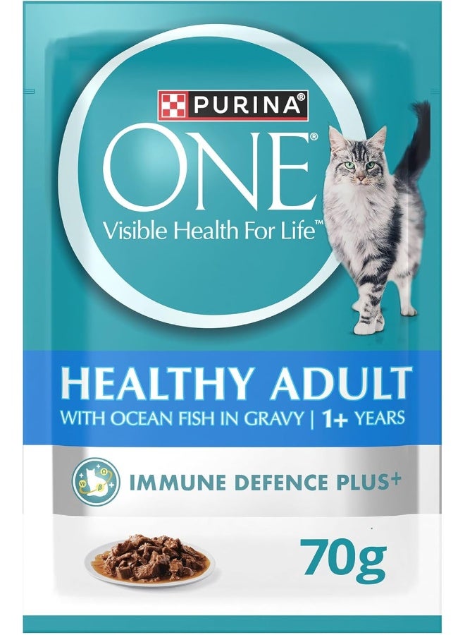 Purina ONE PURINA ONE Wet Cat Healthy Adult with Ocean Fish 70g Pack of 12 Pink - Image 2