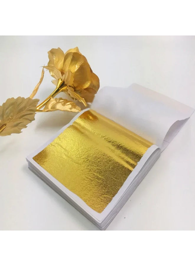 10PCS Golden 4x4cm Imitation Gold Leaf Sheets Gilding Foil for DIY Crafts & Decoration - Image 1