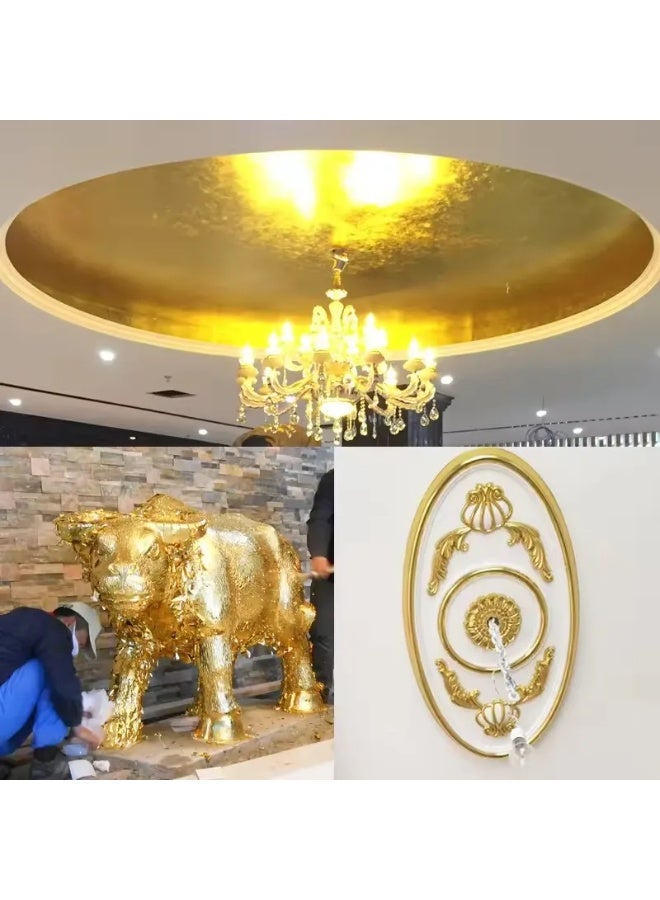 10PCS Golden 4x4cm Imitation Gold Leaf Sheets Gilding Foil for DIY Crafts & Decoration - Image 4