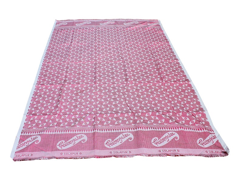 Mandhania Solapur Chaddar Single Blanket Cotton,Rayon & Viscose Pack of 1 - Pink - Image 2