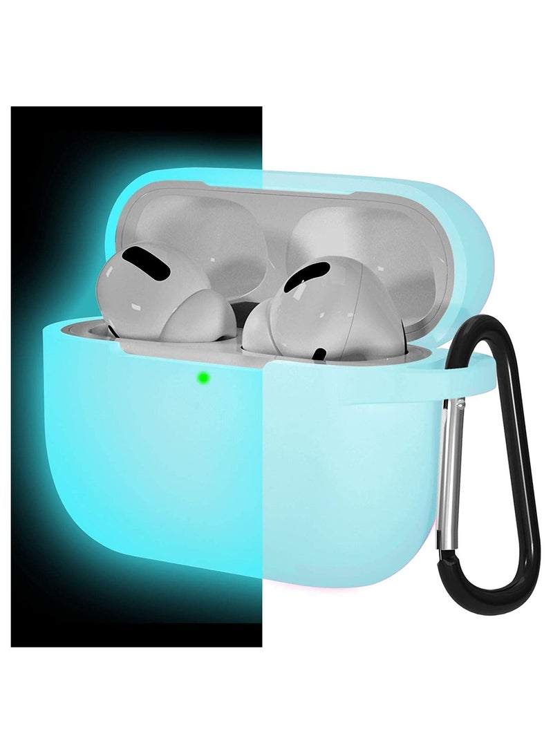 ECVV غطاء علبة AirPods Pro، غطاء سيليكون يتوهج في الليل متوافق مع Apple AirPods Pro الجيل الثالث مع سلسلة مفاتيح، LED أمامي مرئي (أزرق يتوهج في الليل) - Image 1