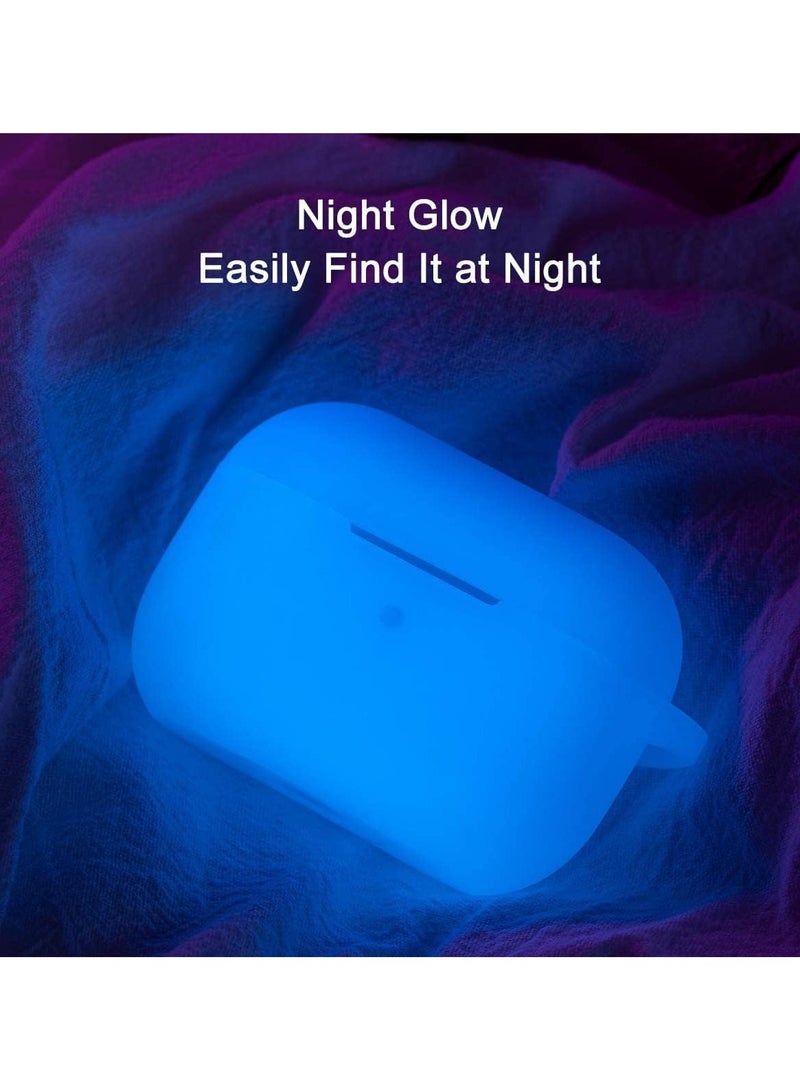 ECVV غطاء علبة AirPods Pro، غطاء سيليكون يتوهج في الليل متوافق مع Apple AirPods Pro الجيل الثالث مع سلسلة مفاتيح، LED أمامي مرئي (أزرق يتوهج في الليل) - Image 3