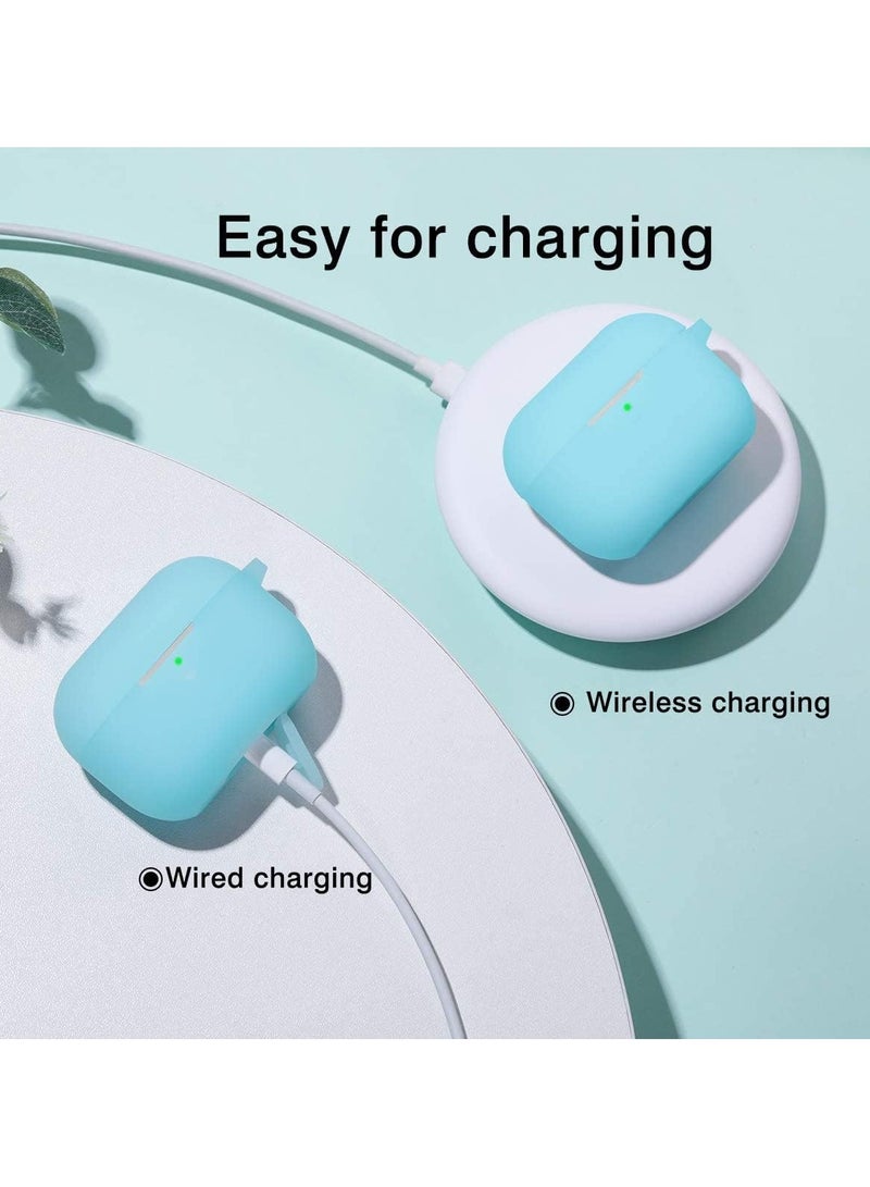 ECVV غطاء علبة AirPods Pro، غطاء سيليكون يتوهج في الليل متوافق مع Apple AirPods Pro الجيل الثالث مع سلسلة مفاتيح، LED أمامي مرئي (أزرق يتوهج في الليل) - Image 5