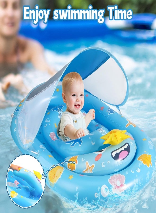 WJWJA Baby Pool Float with Canopy UPF50+ Sun Protection, WJWJA Inflatable Kids Pool Floats with Adjustable Safety Seat Infant Swimming Float for Baby 6-36 Months Boys and Girls - Image 3