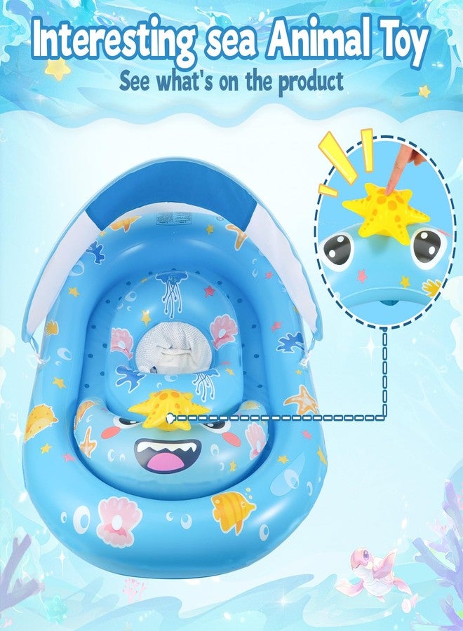 WJWJA Baby Pool Float with Canopy UPF50+ Sun Protection, WJWJA Inflatable Kids Pool Floats with Adjustable Safety Seat Infant Swimming Float for Baby 6-36 Months Boys and Girls - Image 4