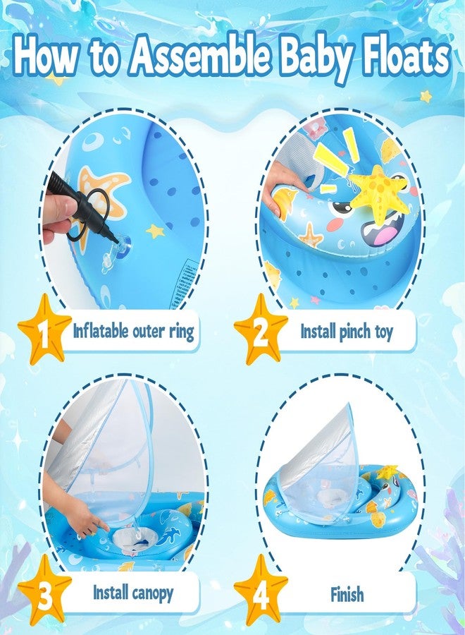 WJWJA Baby Pool Float with Canopy UPF50+ Sun Protection, WJWJA Inflatable Kids Pool Floats with Adjustable Safety Seat Infant Swimming Float for Baby 6-36 Months Boys and Girls - Image 5