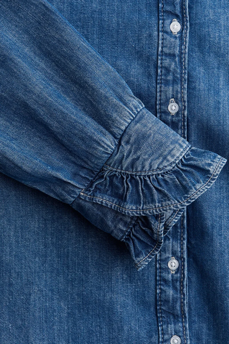 H&M Frill-trimmed denim blouse