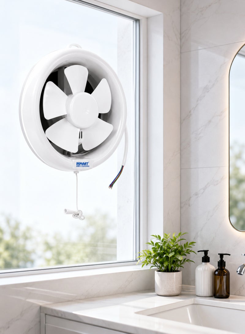 MAAT 8 Inch Ventilation Exhaust Fan, 200mm Wall Mounted Air Ventilator with 100% Pure Copper Motor, 420 m³/h High Air Flow, Low Noise, 24W, 220–240V, 50/60Hz, White - Image 4