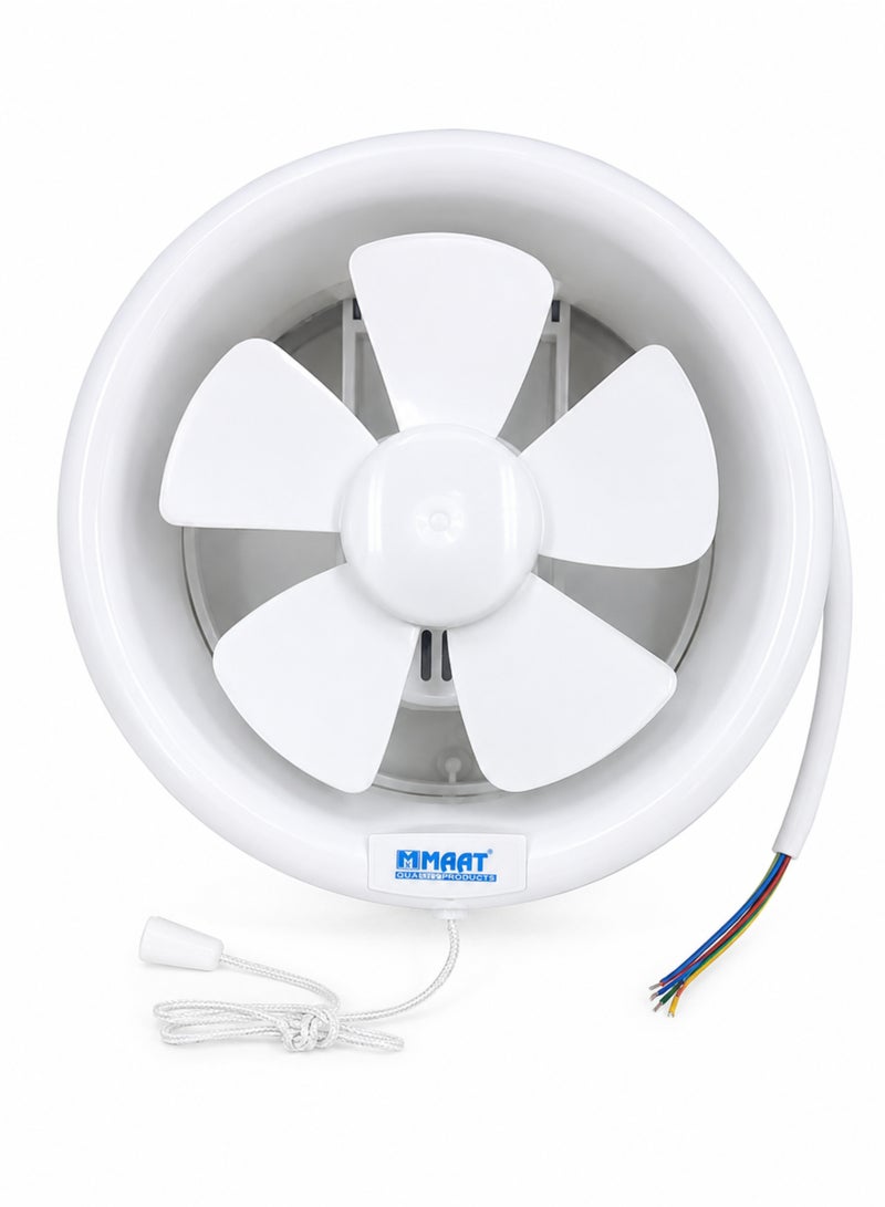 MAAT 8 Inch Ventilation Exhaust Fan, 200mm Wall Mounted Air Ventilator with 100% Pure Copper Motor, 420 m³/h High Air Flow, Low Noise, 24W, 220–240V, 50/60Hz, White - Image 3