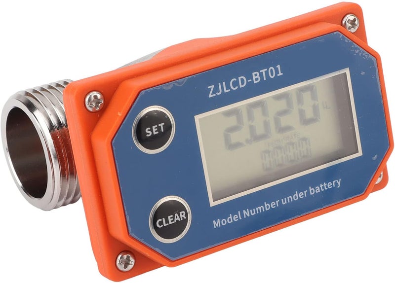 klarako Turbine Flow Meter, High Accuracy Stainless Steel Electronic Digital Display Flowmeter, Gallon/Liter Acid Alkali Resistance Sensor Liquid Water Flowmeter for Farmland Irrigation, Swimming Pool - Image 1