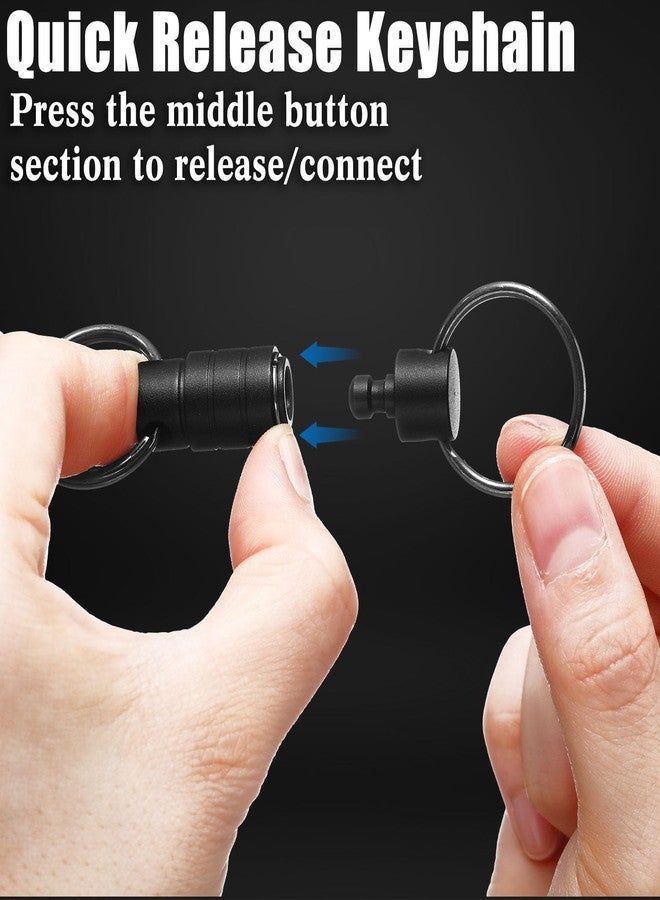 Yaocom حامل مفاتيح ياوكوم قطعتين قابلتين للفصل والفك السريع، مزود بـ 4 حلقات مفاتيح وحلقتين على شكل حرف D، مناسب للرجال والنساء - Image 4