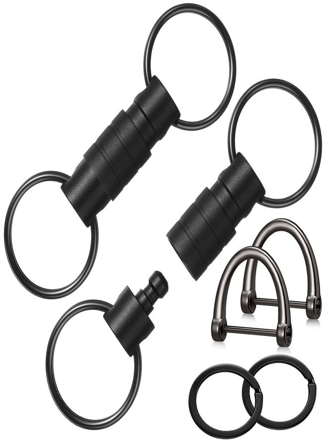 Yaocom حامل مفاتيح ياوكوم قطعتين قابلتين للفصل والفك السريع، مزود بـ 4 حلقات مفاتيح وحلقتين على شكل حرف D، مناسب للرجال والنساء - Image 1